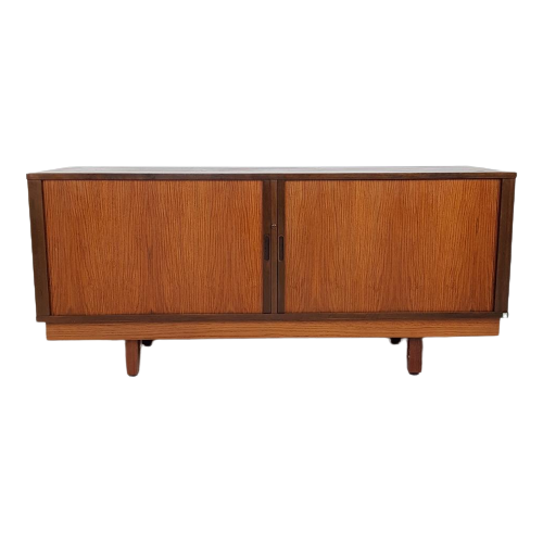 Vintage Deens Dressoir | Tambour Deurtjes Teak Fineer Hout