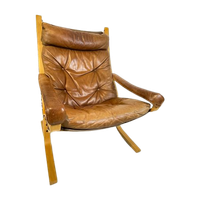 Beauty! Lederen Westnofa Ingmar Relling Siësta Fauteuil. Vintage Design Klassieker. Bentwood.