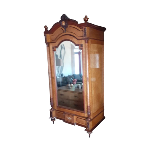 Kast Met Spiegel Vol Hout / Afwerking Wortelhout Fineer 1