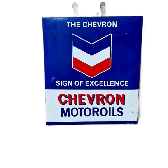 Xl Emaille Reclamebord Chevron Motoroil, Langcat Bussum️️️⛽️ 1