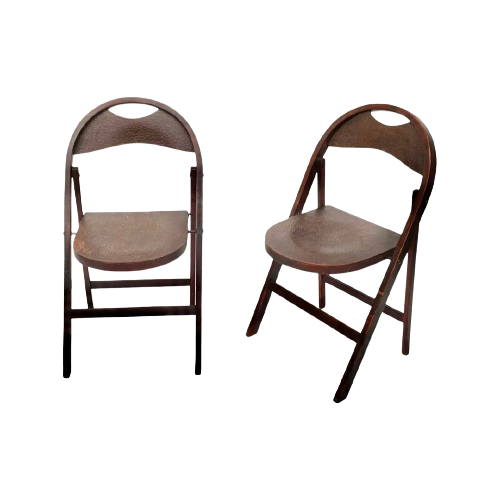 Thonet B751 (Set) - Folding Chair - Art Deco - Crocodile - Aligator Pattern (Fully Original Rare)