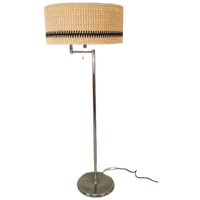 Vintage Slz Zürich Swiss Chroom En Riet Vloerlamp