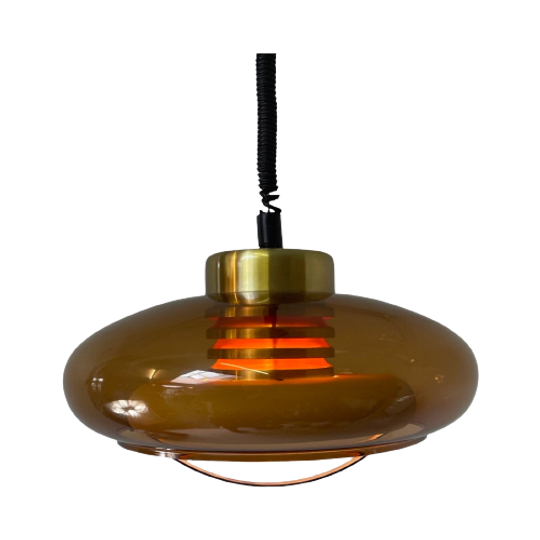 Herda - Hanging Pedant Including Rollycord - Brown Acrylic And Orange Inside 1