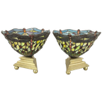 Duo Tiffany Lampen Op Bronzen Voeten thumbnail 1
