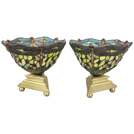 Duo Tiffany Lampen Op Bronzen Voeten 1