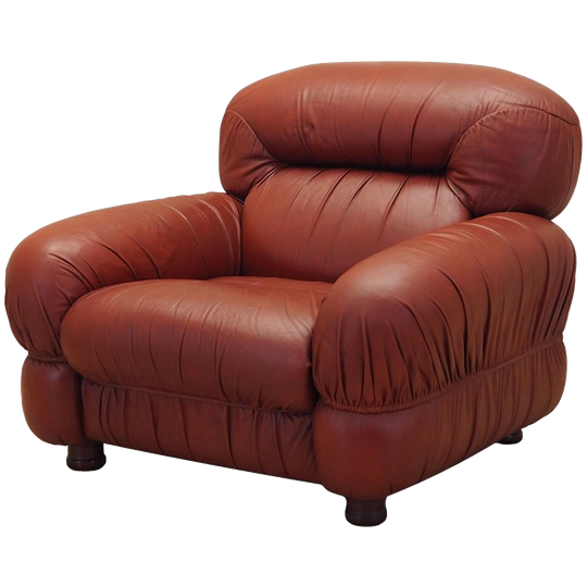 Bordeauxrode fauteuil, Italiaans design, jaren 70, productie: Italië 1