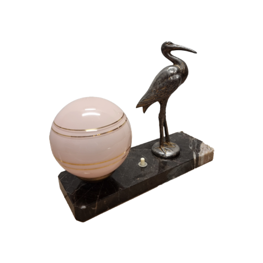 Art Deco Lamp Met Een Reiger. 1