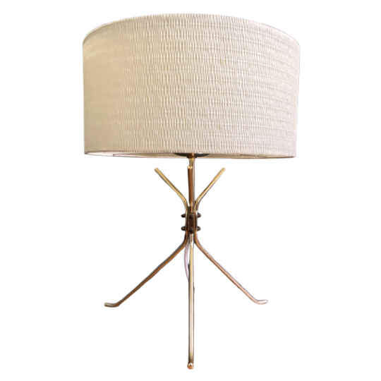 Brass Table Lamp With Round Shade 1960s 1