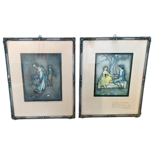 2 Litho'S Jennie Harbour Art Nouveau - La Voix Du Maitre (Hond) & My Peggy 1