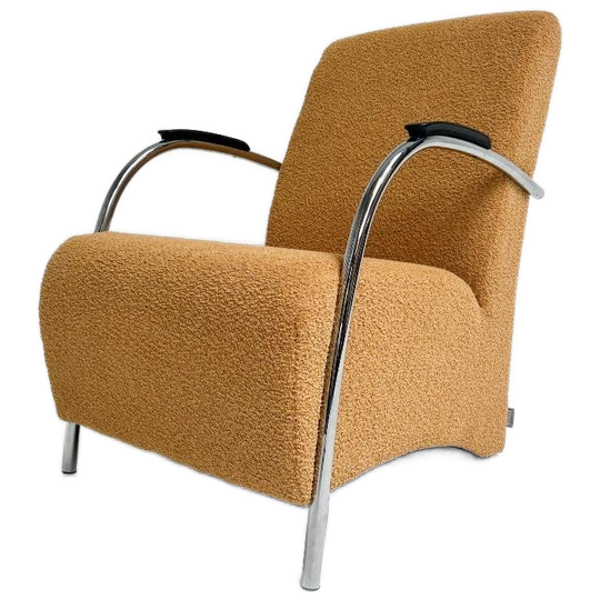 Opnieuw Gestoffeerde Woood Halifax Fauteuil In Teddystof 1