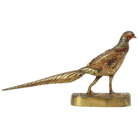 Antiek Beeldje Fazant Sculptuur Verguld Brons 19de Eeuw 1