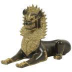 Grote Tempelleeuw Verguld Brons Beeld Thailand Singha Foo Dog 27cm thumbnail 1