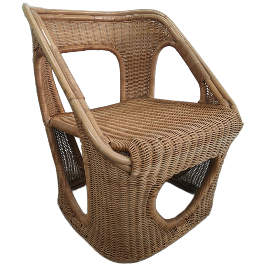 Zeldzame En Unieke Vintage Design Rotan/rieten Kuip Stoel/fauteuil 1