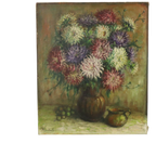 Groot Bloemen Stilleven Schilderij Dahlia’S Gesigneerd M. Vierstraete thumbnail 1