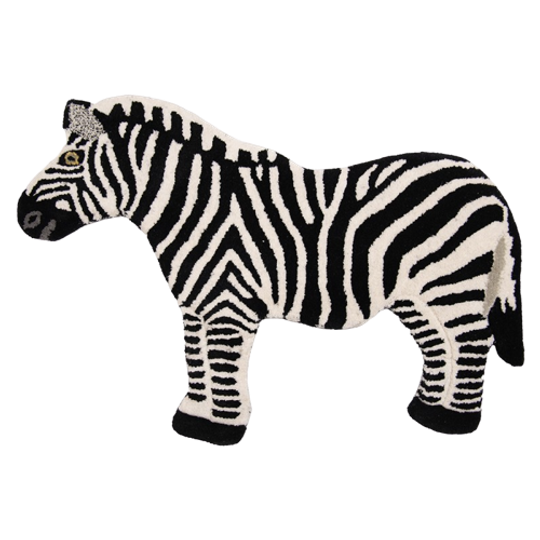 Vloerkleed Zebra 60x90 Cm Zwart Wit Wol - Clayre En Eef - Dieren Tapijt 1