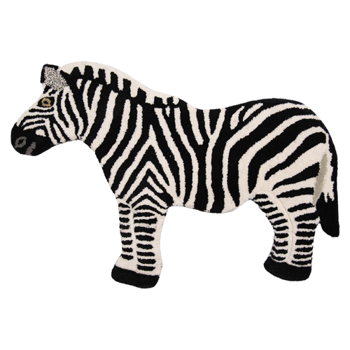 Vloerkleed Zebra 60X90 Cm Zwart Wit Wol - Clayre En Eef - Dieren Tapijt
