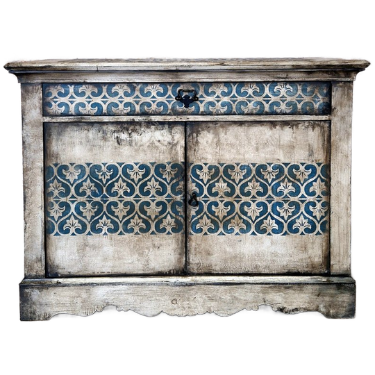 Shabby Chic Dressoir In Oude Wit En Blauw Patronen 1