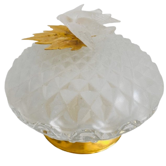 Vintage Rococo Kristal Messing Bonbonnière Vogels 1