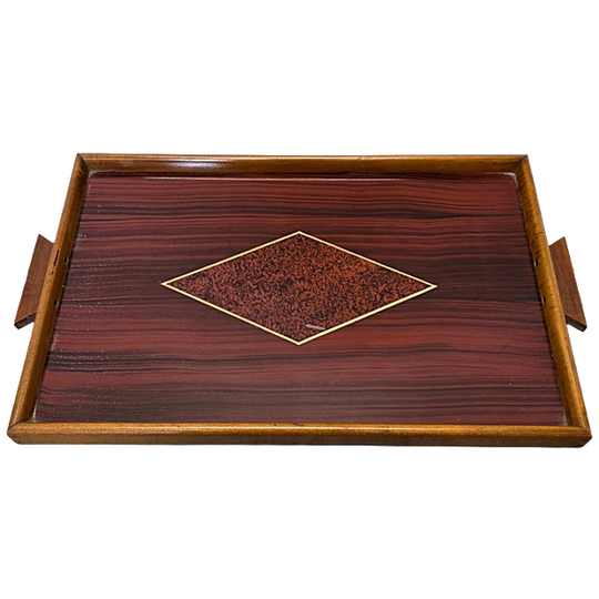 Frans Art Deco Stijl Dienblad Met Glazen Blad, Circa 1940/50 1