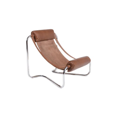 Vintage Sculptural Italian Design Sling Lounge Chair, 1970’S