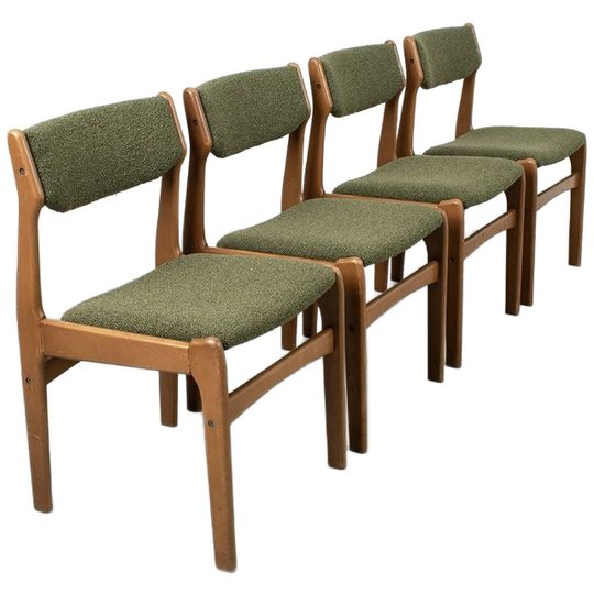 Set Van 4 Deense, Refurbished, Vintage Stoelen 1
