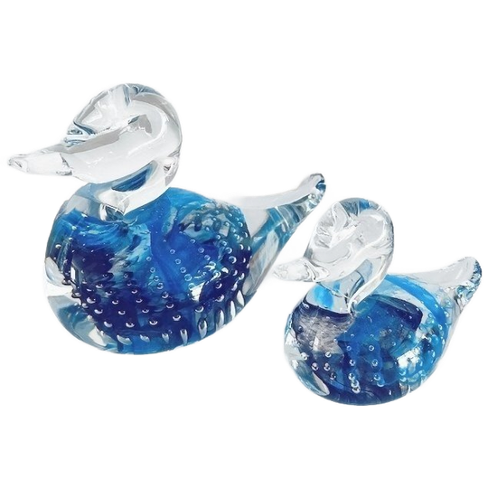 Vintage Mid-century Fm Konstglas Ronneby Glazen Eenden Beeldjes Set Vogels 1970’s 1