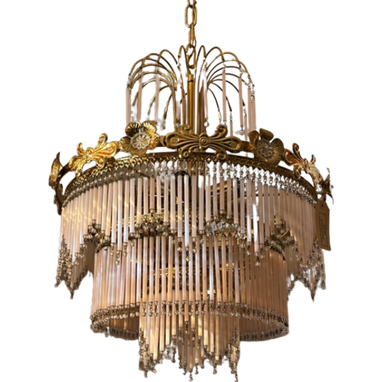 Italiaanse Opaliserende Hollywood Vintage Regency Hanglamp 1