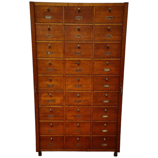 Vintage Houten Notariskast Kleppenkast Apothekerskast 1