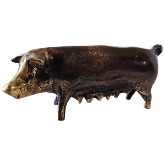 Bronzen Vintage Beeld Varken Zeug Brons Beeldje 1