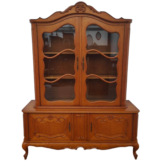 Vintage Queen Ann Kast Vitrinekast Buffetkast Servieskast 1