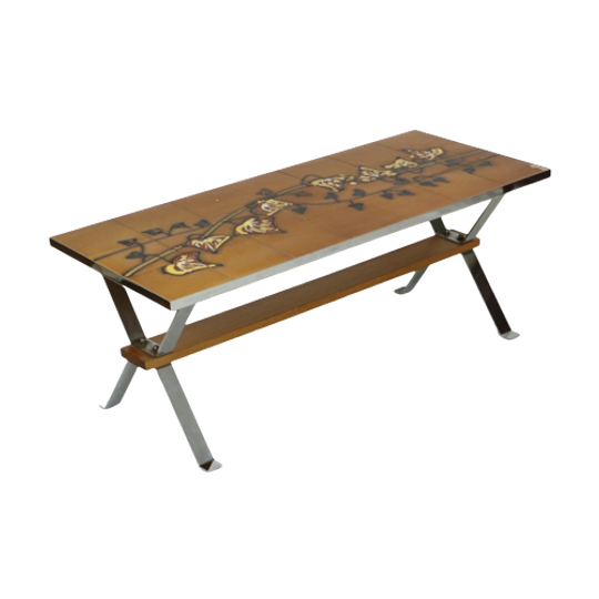 Vintage Keramische Salontafel Tegeltafel Adri Belarti Seventies Design 109cm 1