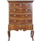 Prachtige, Charmante Vroeg 18E Eeuwse Engelse Eikenhouten Kast/ Chest On Stand/ Highboy thumbnail 1