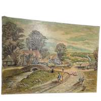 Vintage C’est La Vie Schilderij Dorpsaanzicht