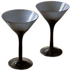 Rare Vintage Pair Of Smoky Glass Martini Glasses thumbnail 1