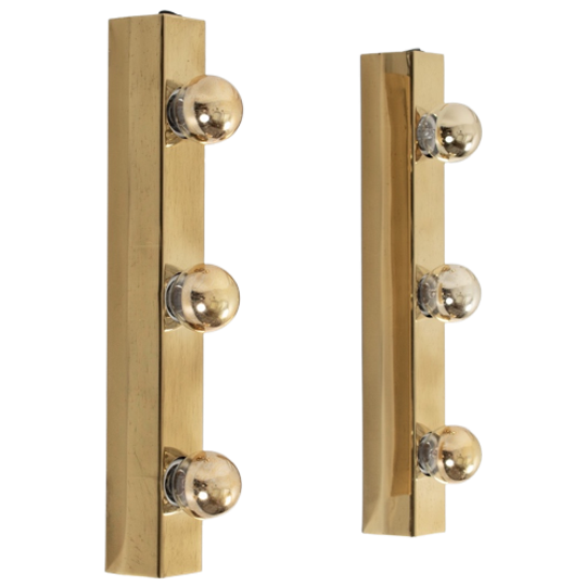 Set Van 2 Messing Spiegellampen, Hoekig Model 3 Lichtpunten 70288, 70330 1