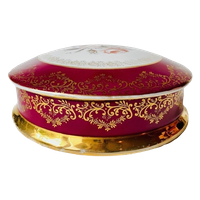 Vintage Xl Limoges Bonbonnière Bloemen Robijnrood Bladgoud 1970’s