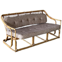Mid Century Boho Bamboe 3-zits Bank / Sofa