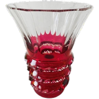 Kristallen Vaas Val Saint Lambert Rood Transparant 1950’s
