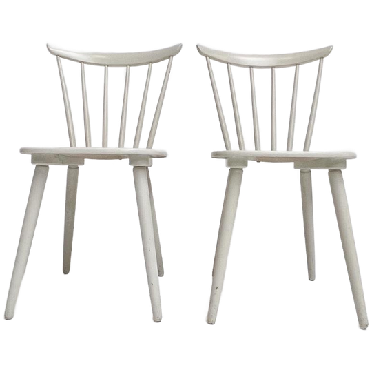 Set Witte Vintage Spijltjesstoelen, 1970’s 1