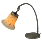 Art Deco - Desk Lamp With Marbled Glass - Period Piece - Adjustable Shade thumbnail 1