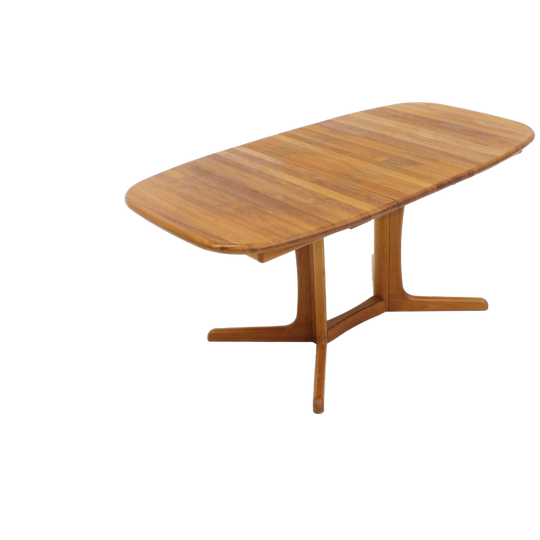 Vintage Deense Ovalen Uitschuifbare Eettafel  Dyrlund Massief Teak 1