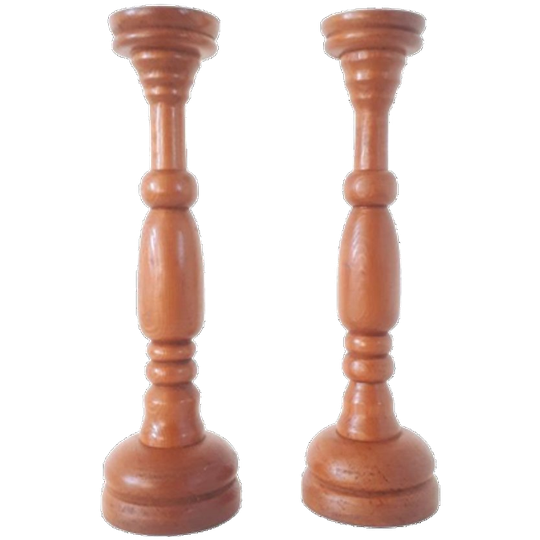 * 2 Vintage Kandelaar Oude Houten Kandelaars 1