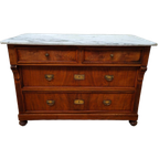 Vintage Frans Dressoir Commode Ladekast Badkamermeubel Met Marmer Blad 703 thumbnail 1