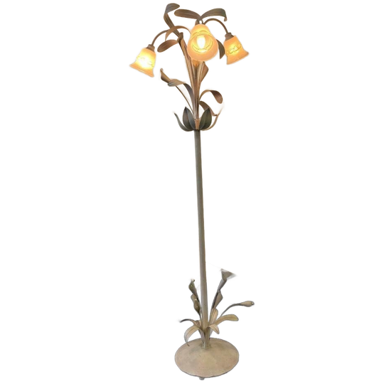 Vintage Witte Flower Staanlamp / Vloerlamp 1