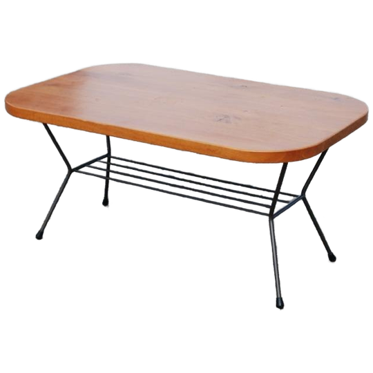 Salontafel Massief Houten Blad Met Metalen Onderstel 1