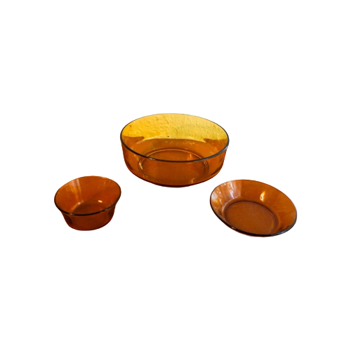 3X Orange Amber Glass Serving Bowls Salad Bowl Odds And Ends