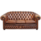 Tijdloze Cognac Bruine Engelse Rundleren 2.5 Zits Chesterfield Bank thumbnail 1