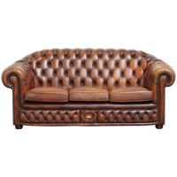 Tijdloze Cognac Bruine Engelse Rundleren 2.5 Zits Chesterfield Bank
