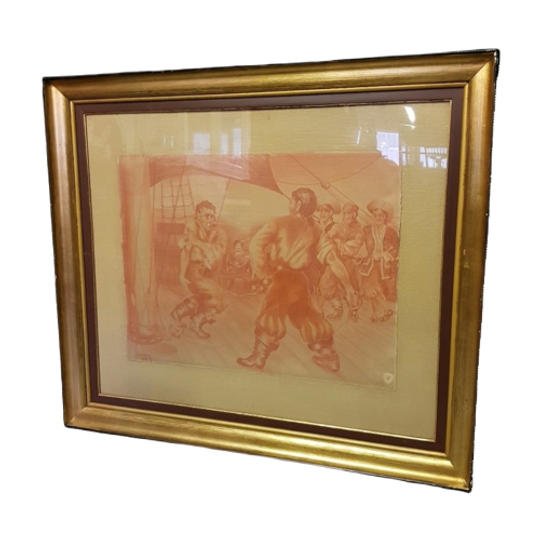 Rode Krijt Tekening Piraten Gedateerd 1939 1