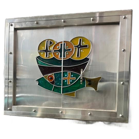 Built-in Tabernacle With Enamelled Cross And Fish Motif 1